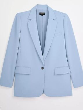 LOFT Light Blue Crepe Drape Relaxed Blazer
